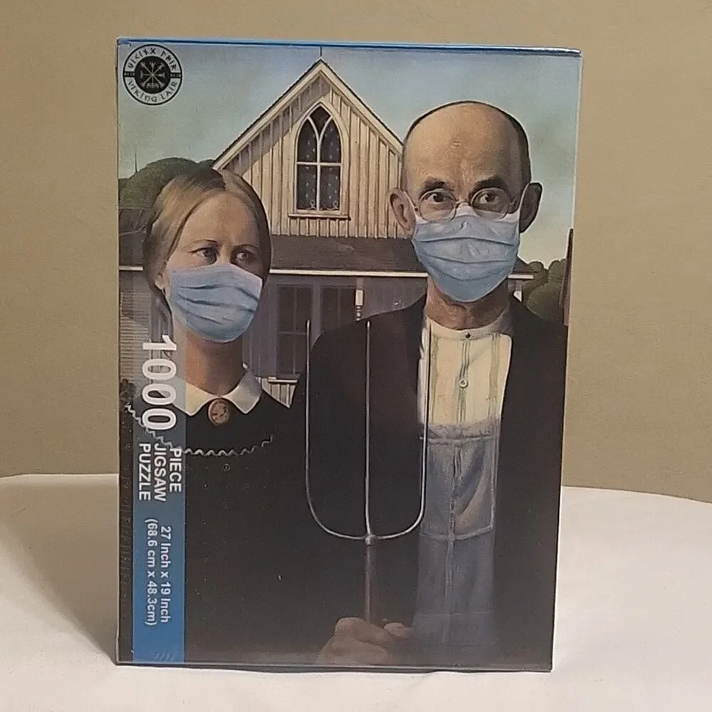 VIKING LAIR AMERICAN GOTHIC QUARANTINE MASK 1000 PC JIGSAW PUZZLE - COLLECTORS